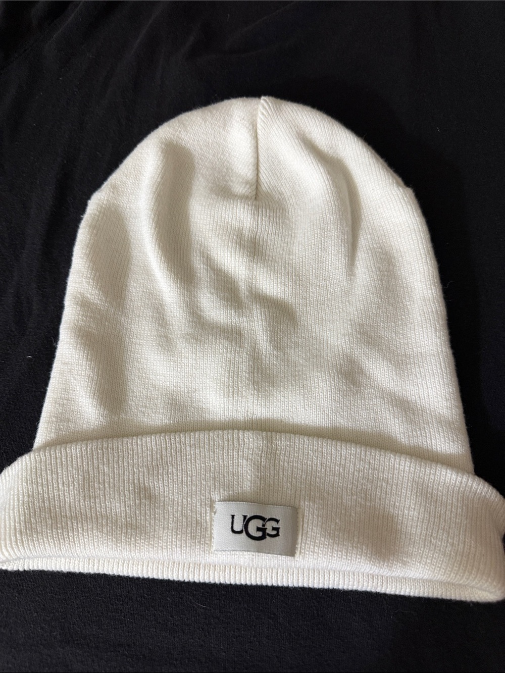 UGG Cream Beanie with Logo Patch